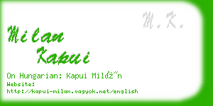 milan kapui business card